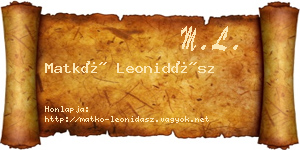 Matkó Leonidász névjegykártya